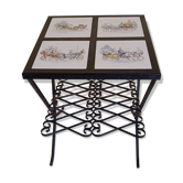 Petite table basse carrée en fer forgé