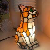 Vintage cat lamp in glass and metal
