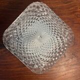 Plafonnier année 1970 en verre strié ciselé