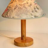 LAMP in Solid Pine Floral Shade VINTAGE