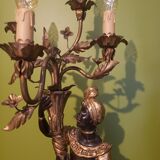 Paire de nubiens porte torchère en bois doré baroque