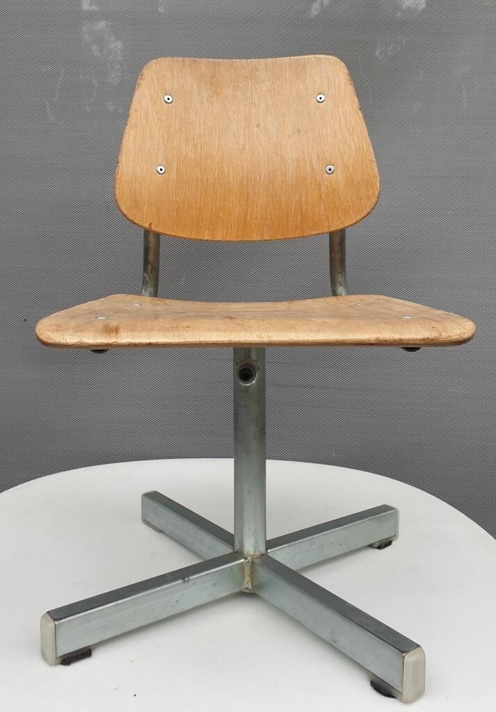 Adjustable vintage wood metal child chair