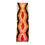 Moroccan Berber carpet Boujaad corridor with colored diamonds 292x82cm
