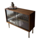 Walnut display cabinet from the 60s with smoked glass