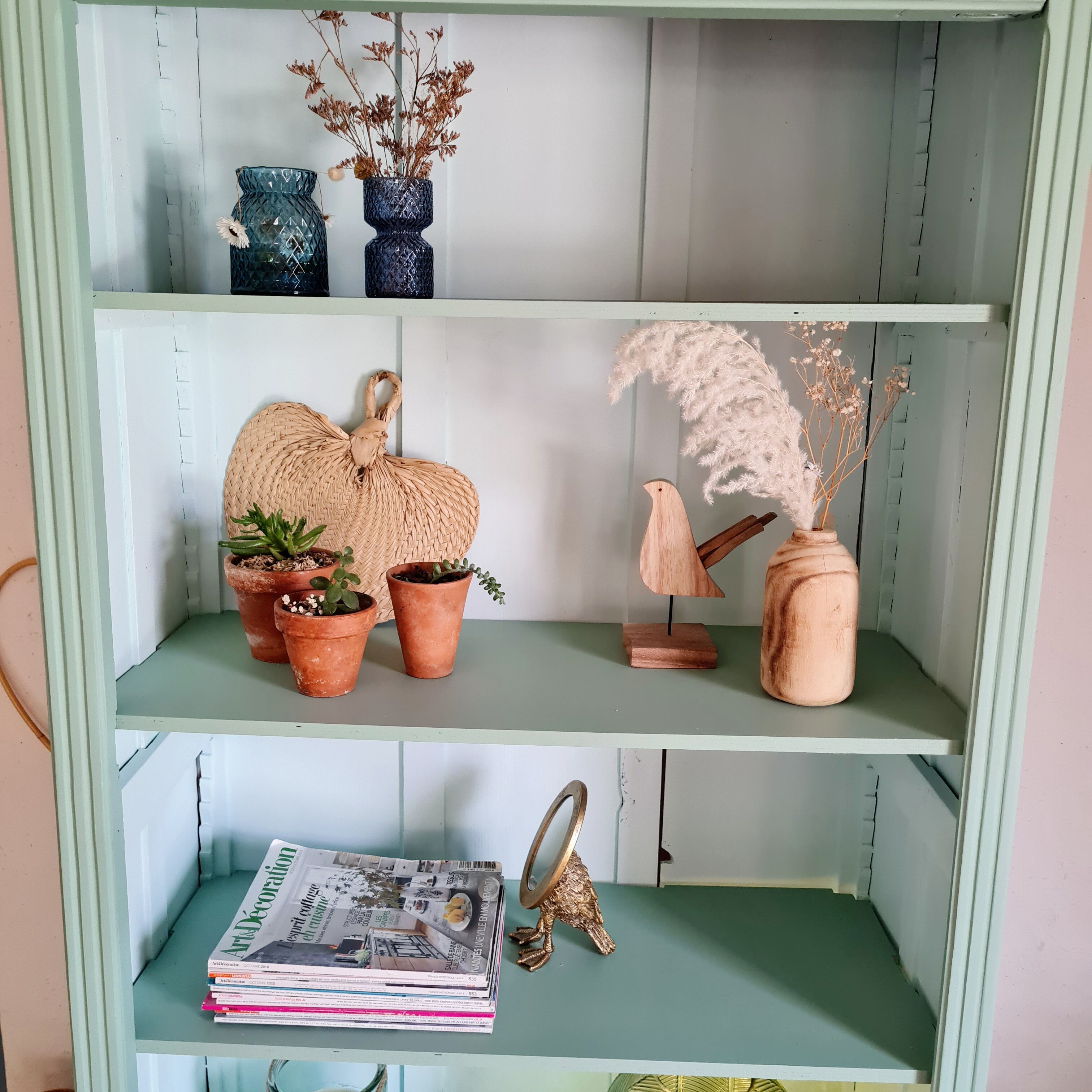 Green bookcase cabinet