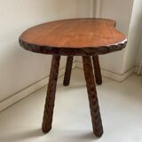 Table and its solid wooden stool of brutalist style popular art