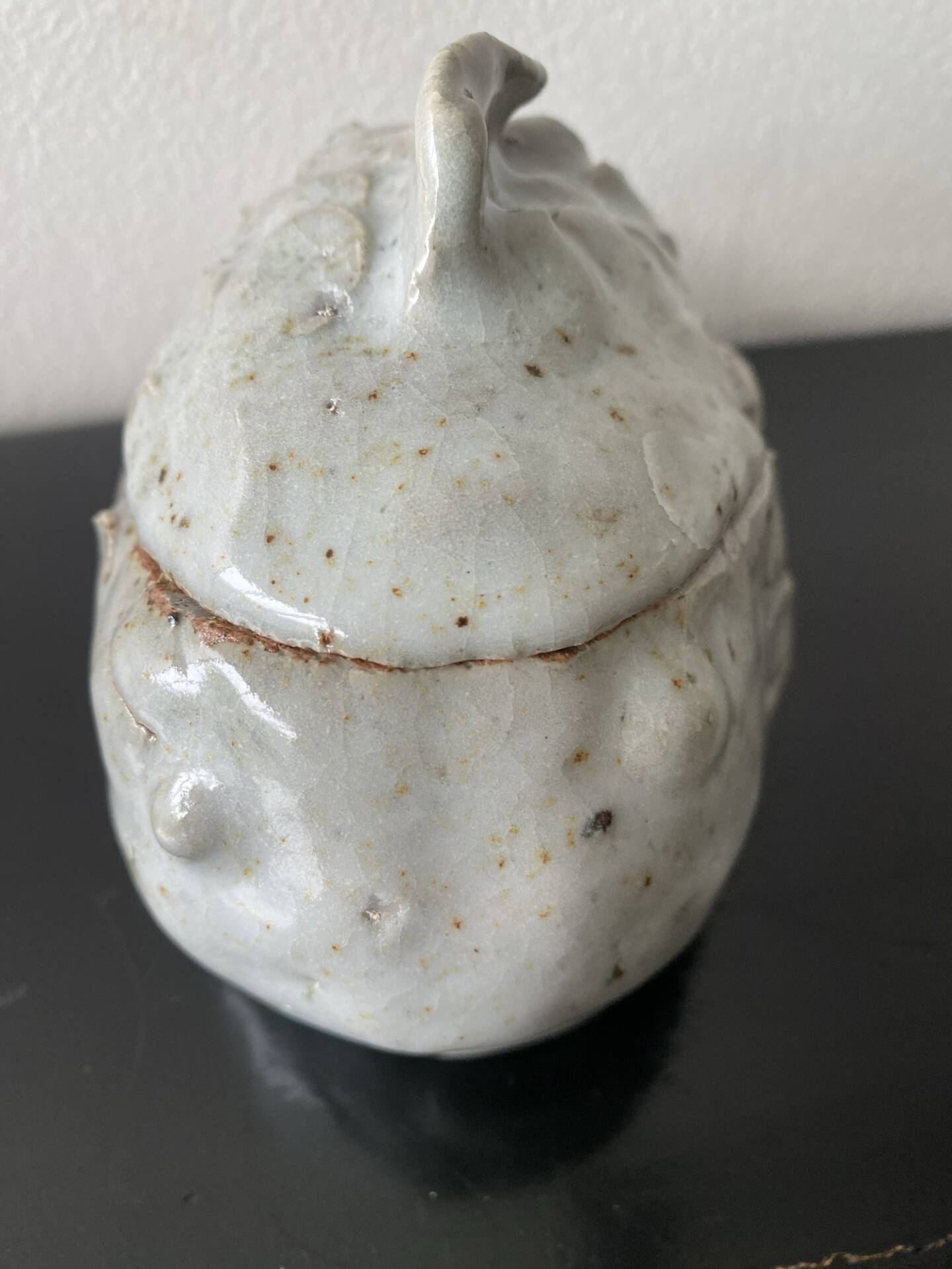 Small Rascasse box in glazed terracotta signed Rochehaut