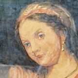 Pastel orientaliste, femme au turban, signé Wolff