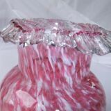 Vase ball old Clichy collection blown glass speckled white pink