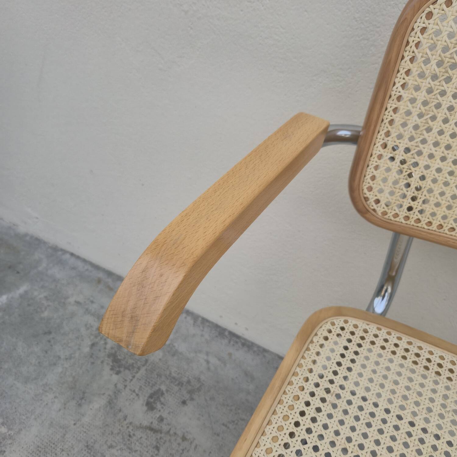 Breuer style armchair in original vintage canework