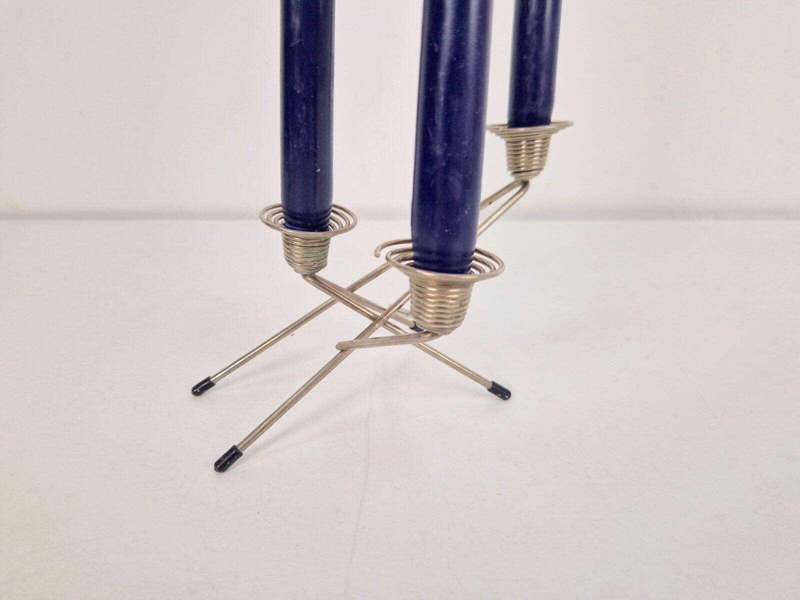 Postmodern Wire Spring Candleholder in Metal, 1980s