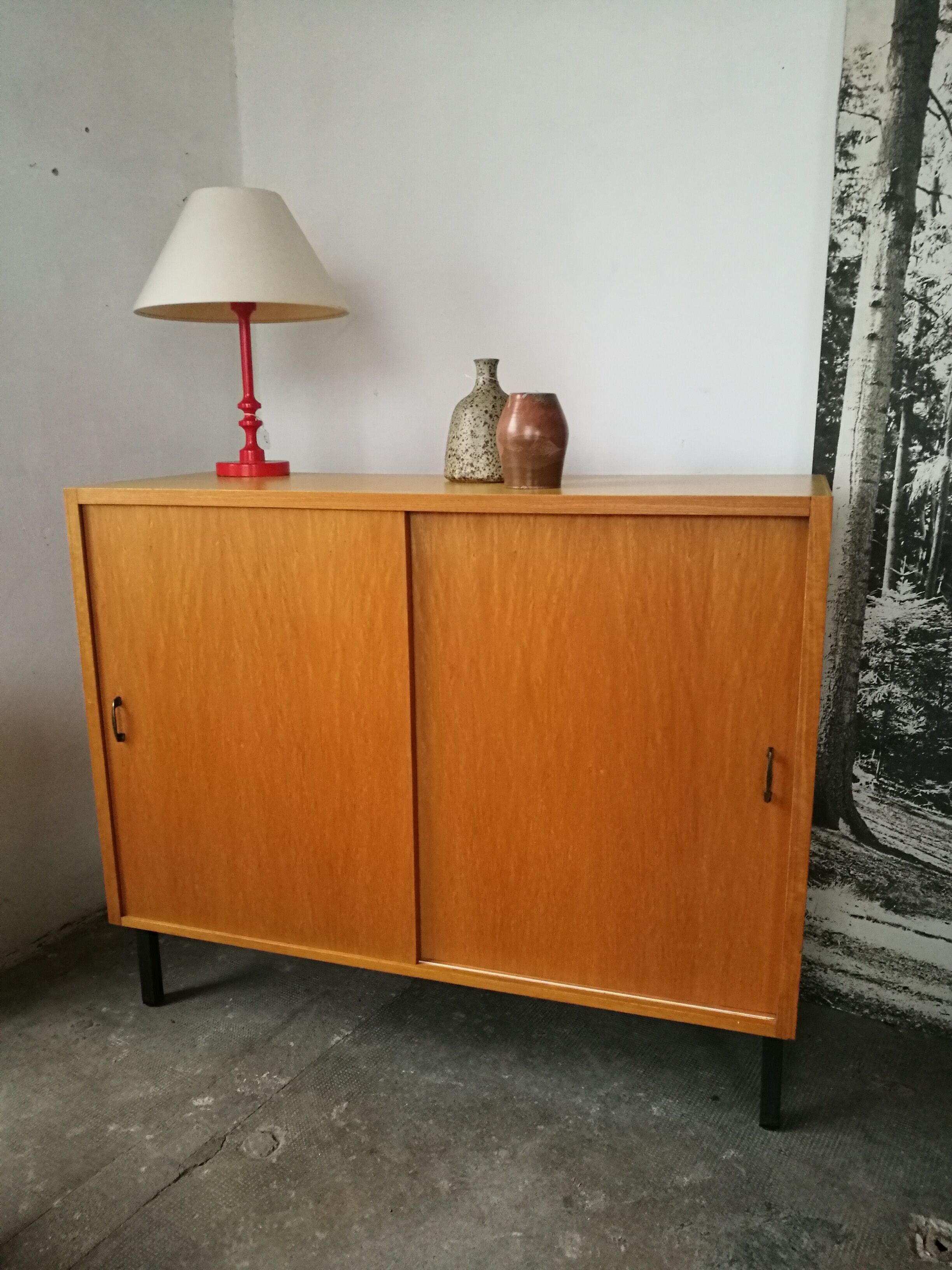 Vintage sideboard sliding doors 1970