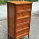 Louis XVI solid cherry wood chest of drawers with 5 drawers, 1980.