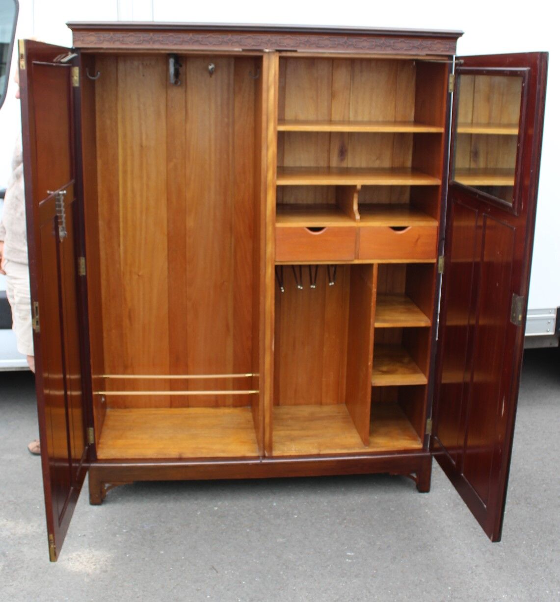 2 x door mahogany wardrobe .