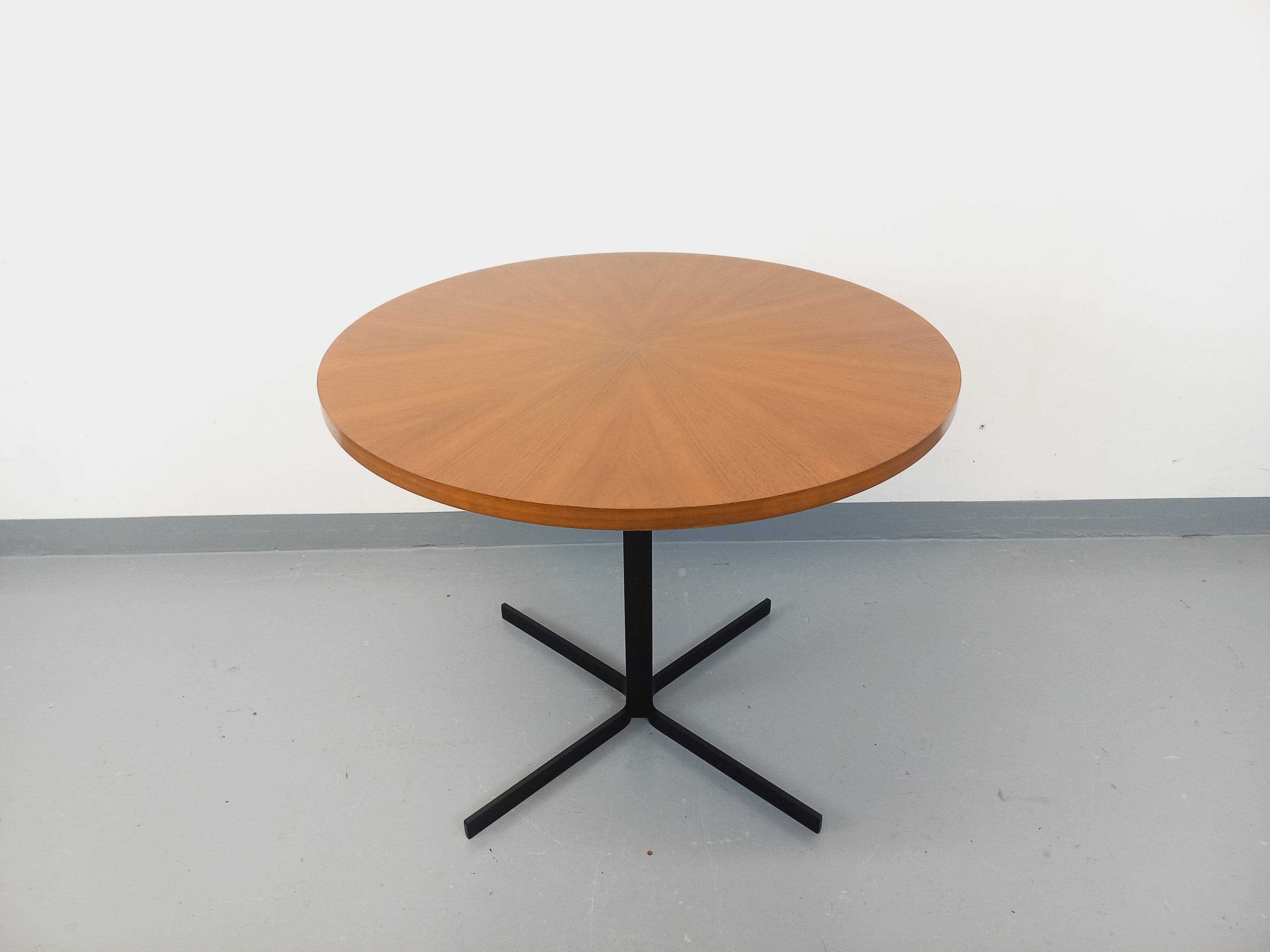 Large round coffee table in vintage Scandinavian style, modular into a table.