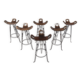 Vintage spanish wrought iron bar stools, 1960s - set of 6