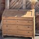 Antique drop-leaf secretary / solid raw oak counter