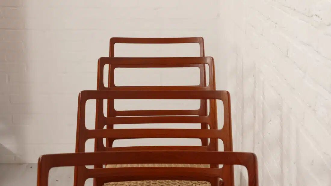 6 x vintage dining chairs | Niels Otto Møller | Model 82 | Papercord | Teak