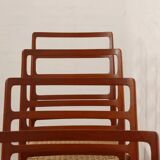 6 x vintage dining chairs | Niels Otto Møller | Model 82 | Papercord | Teak