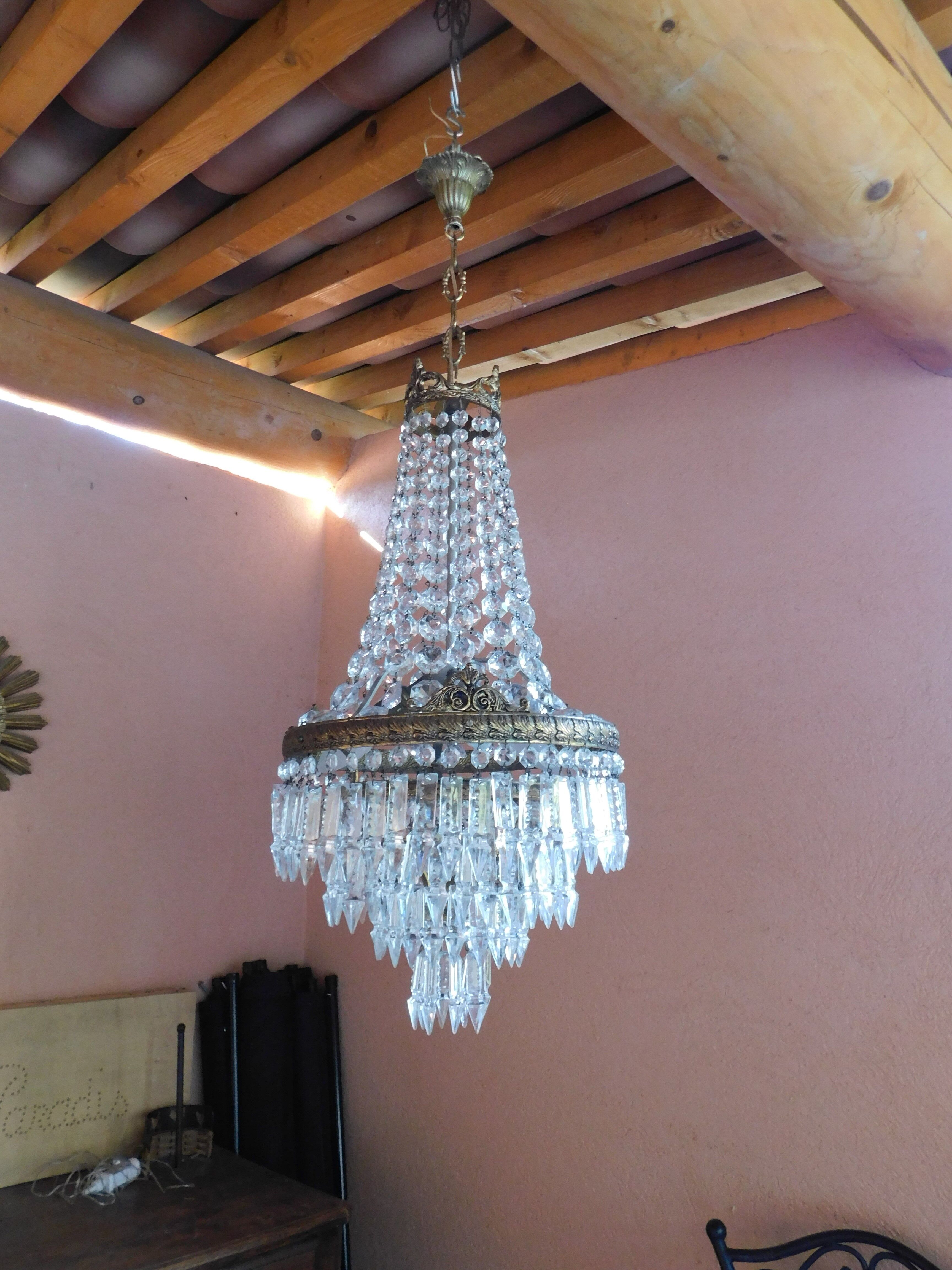 Lustre montgolfière pampilles