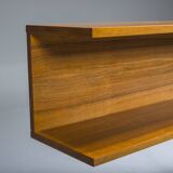 Large Minimalist Teak & Walnut Wall Unit, 1970s