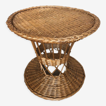 Diabolo coffee table in vintage woven wicker #a040