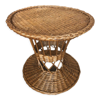 Diabolo coffee table in vintage woven wicker #a040