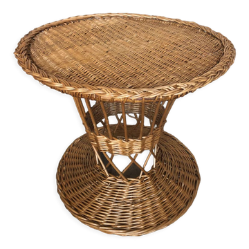 Diabolo coffee table in vintage woven wicker #a040