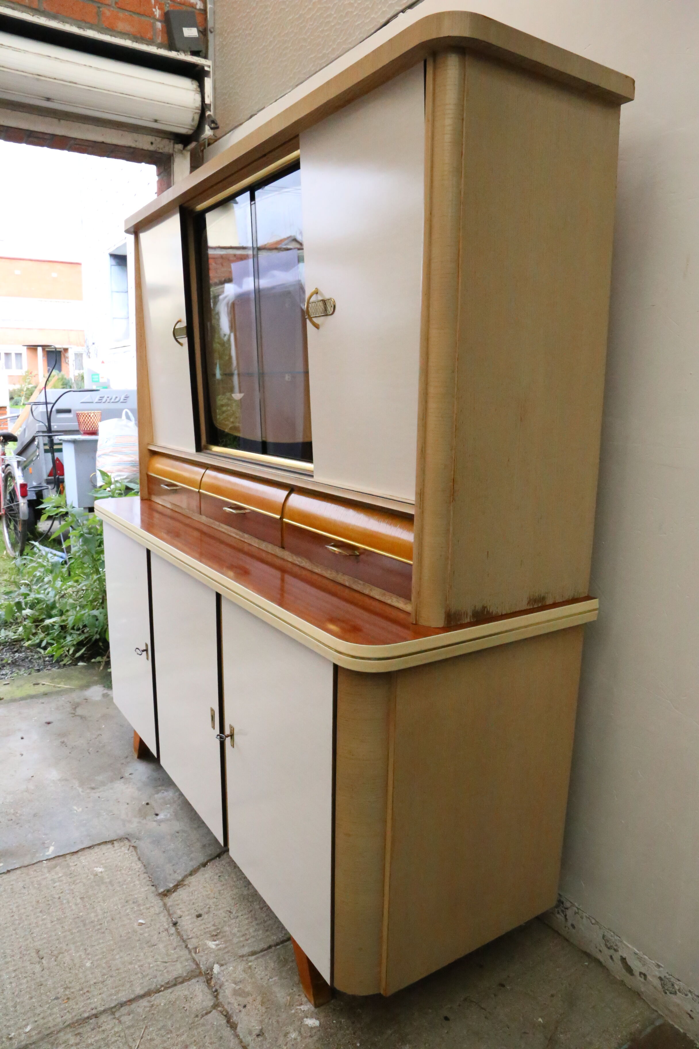 Buffet vintage, bois et formica, 1950