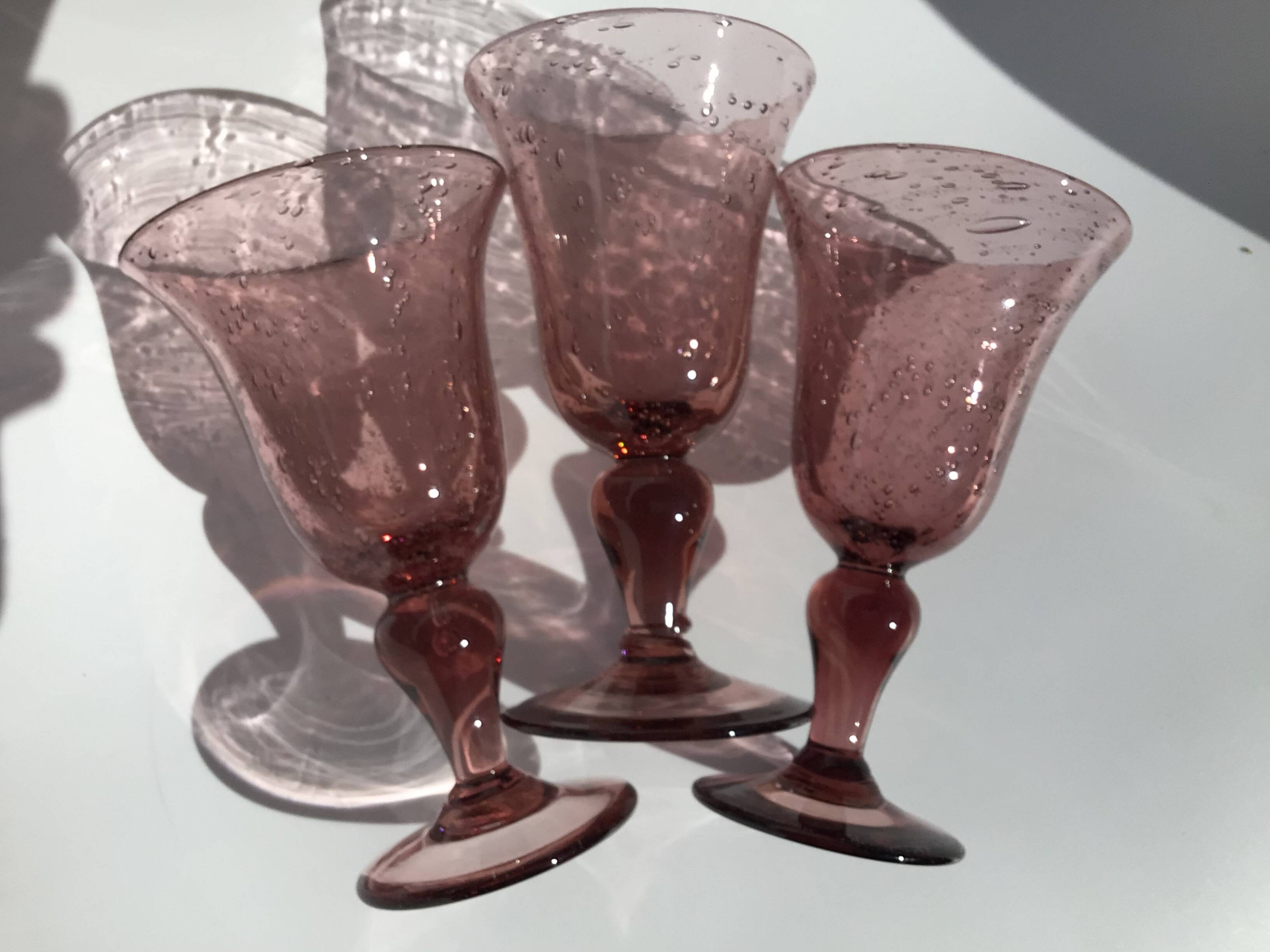 3 Biot stamped water glasses
