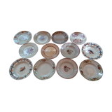 Assorted 12 dominant old brown/black plates