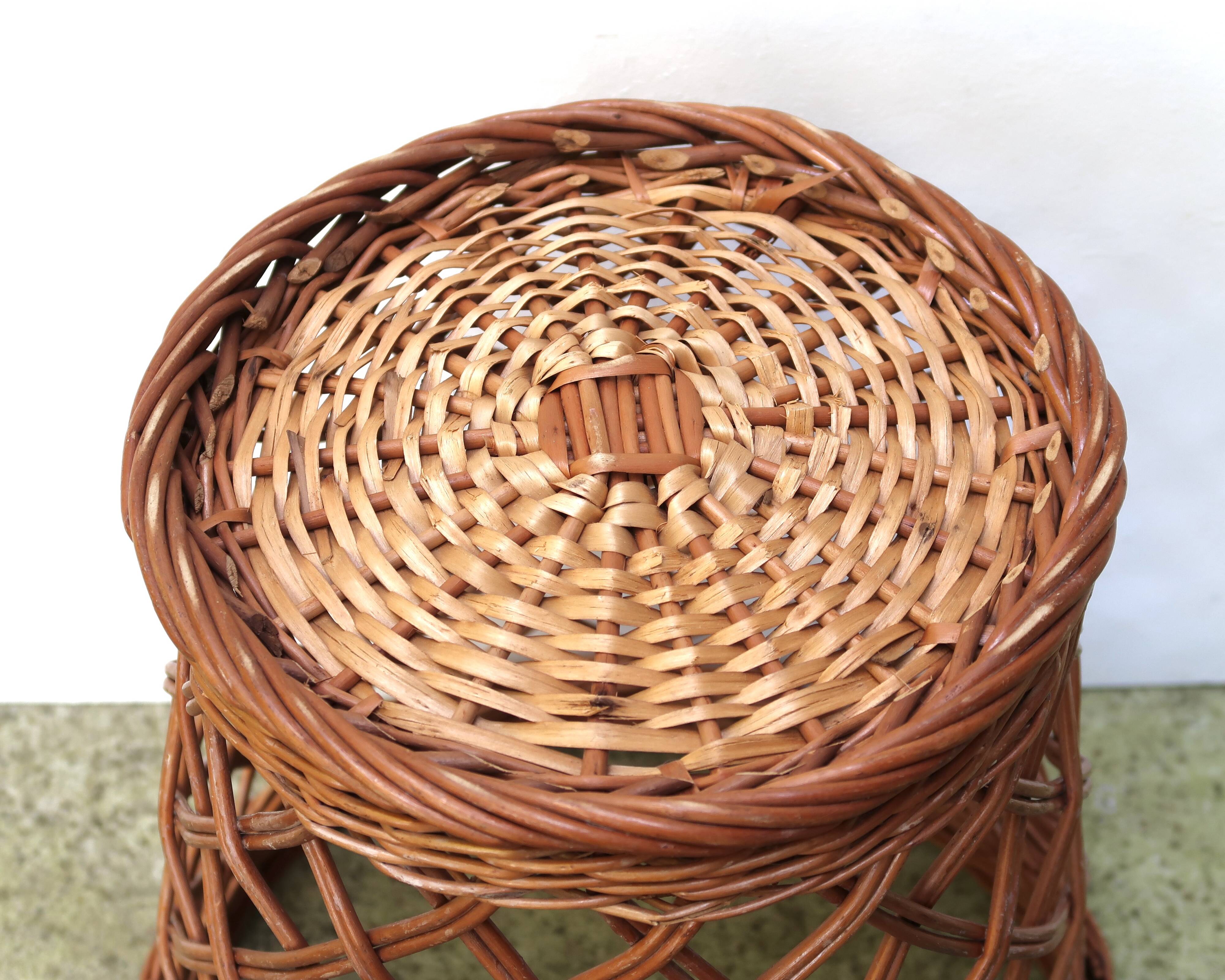 Wicker wastepaper basket, 1970s