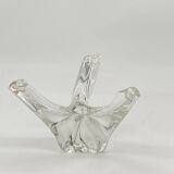 Daum France 3-branch crystal candle holder
