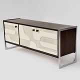 Vintage sideboard with handmade relief surface, metal, Germany, 1960s