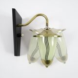 Set of 2 brass and glass wall lamps, 1950s