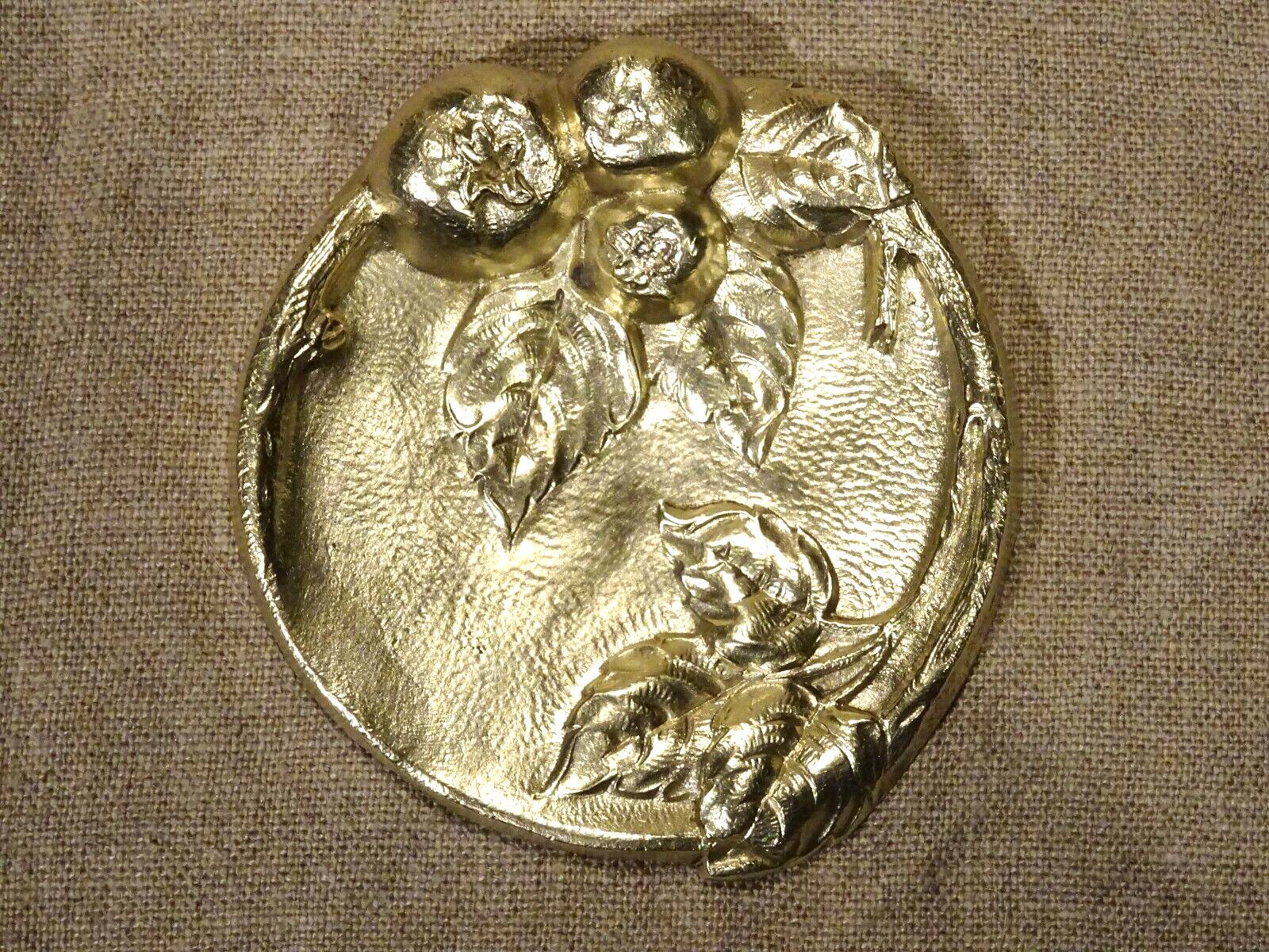 Old bronze cup empty pocket with apple apple tree fruit decoration Ø 9.5 cm