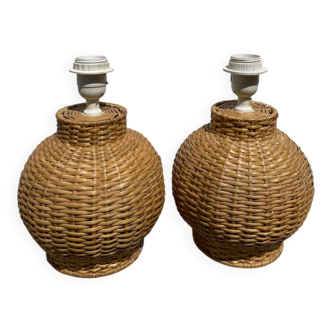 Pair of vintage IKEA rattan lamps
