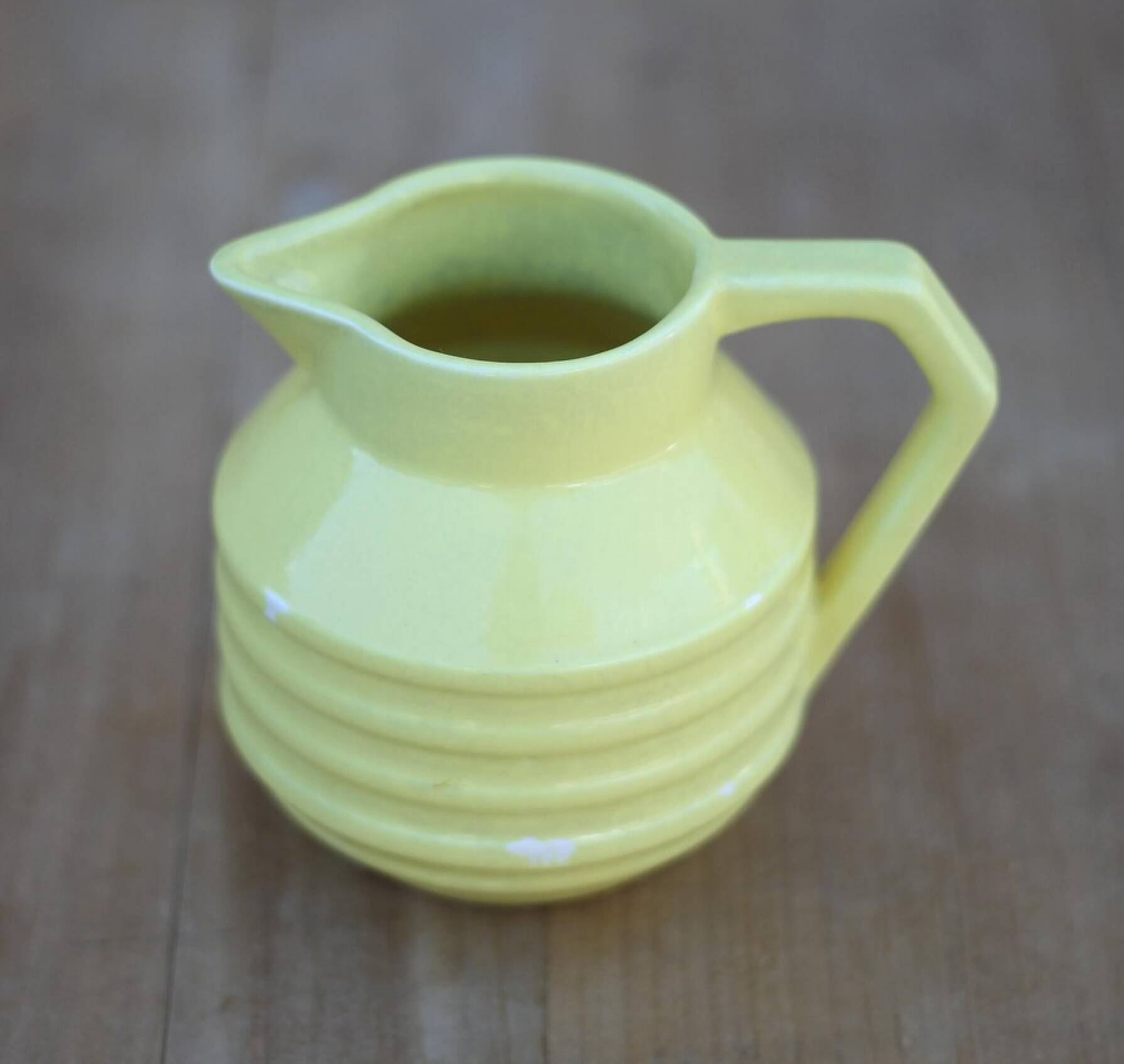 Pitcher Onnaing France 71, yellow pitcher, Art Deco ceramic pitcher, small p