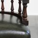 Green leather height-adjustable, swivel and tilt chesterfield office chair