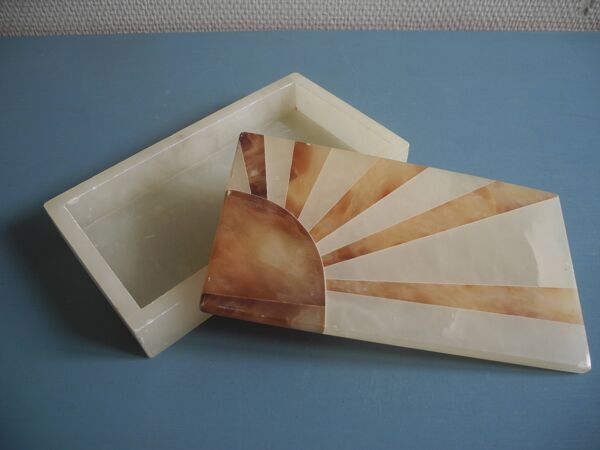 Ancienne boîte en albâtre Scaglione, Italie 1960