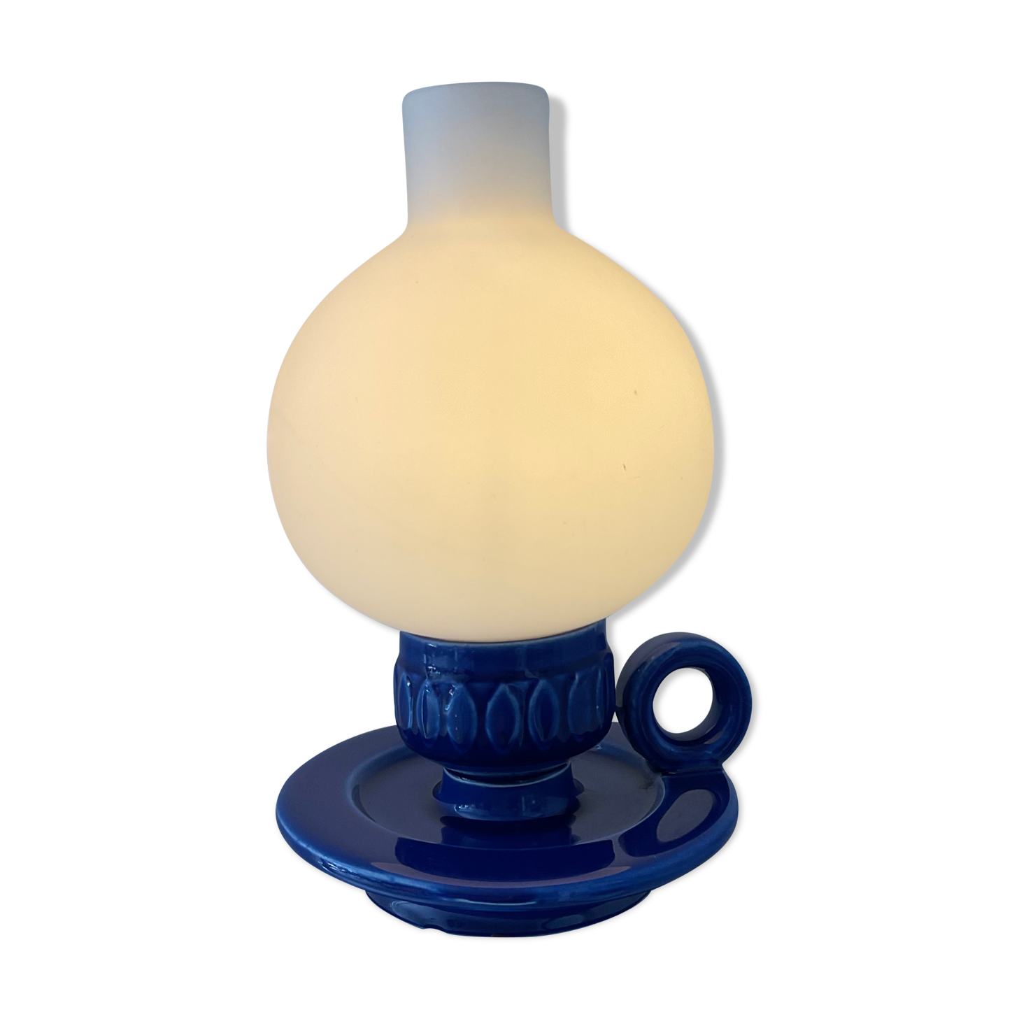 Vintage lamp of the 70s in ceramic and opaline
