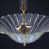 Suspension Art Déco Seguso en verre de Murano transparent. Italie, années 1940.