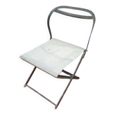 Old garden chair low folding metal fabrics 1900