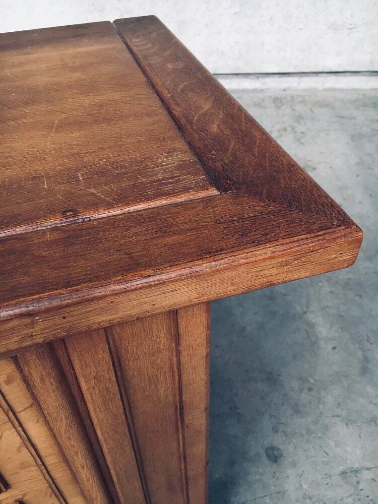 Brutalist Handcrafted Oak 2 Door Cabinet, Belgium, 1950s