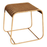 Wicker rattan side table or sofa end table from the 70s/80s