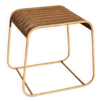 Wicker rattan side table or sofa end table from the 70s/80s