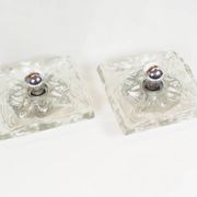 Large 1970s set of 'ice glass' wall lamps by Peill & Putzler