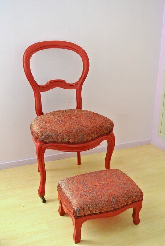 Chaise style Louis Philippe rouge