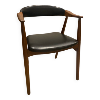 Danish office chair in teak and black vinyl, model 213