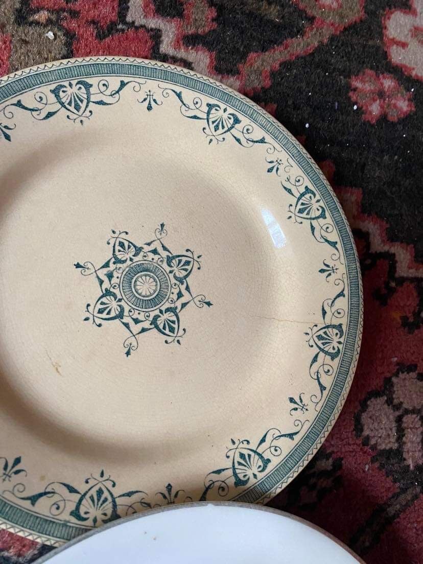 6 flat plates old floral assorted